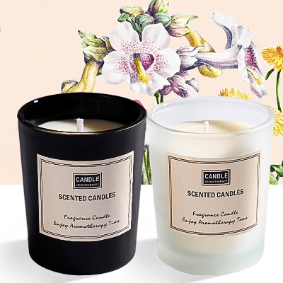 Scented candles in gift packaging